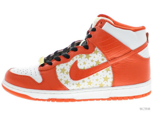 【US9.5】 NIKE SB DUNK HIGH PRO SB SUPREME ORANGE STARS 307385-181 【DS】-WORM OSAKA-WORM TOKYO WEB STORE-100% Authentic Sneakers