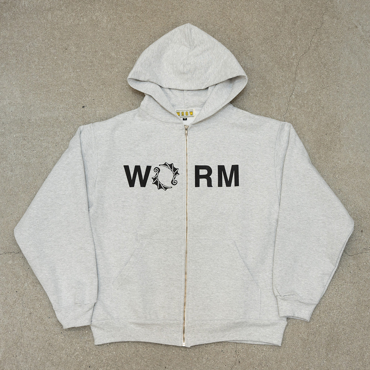 WORM LOGO Zip-Up Hoodie Ash M