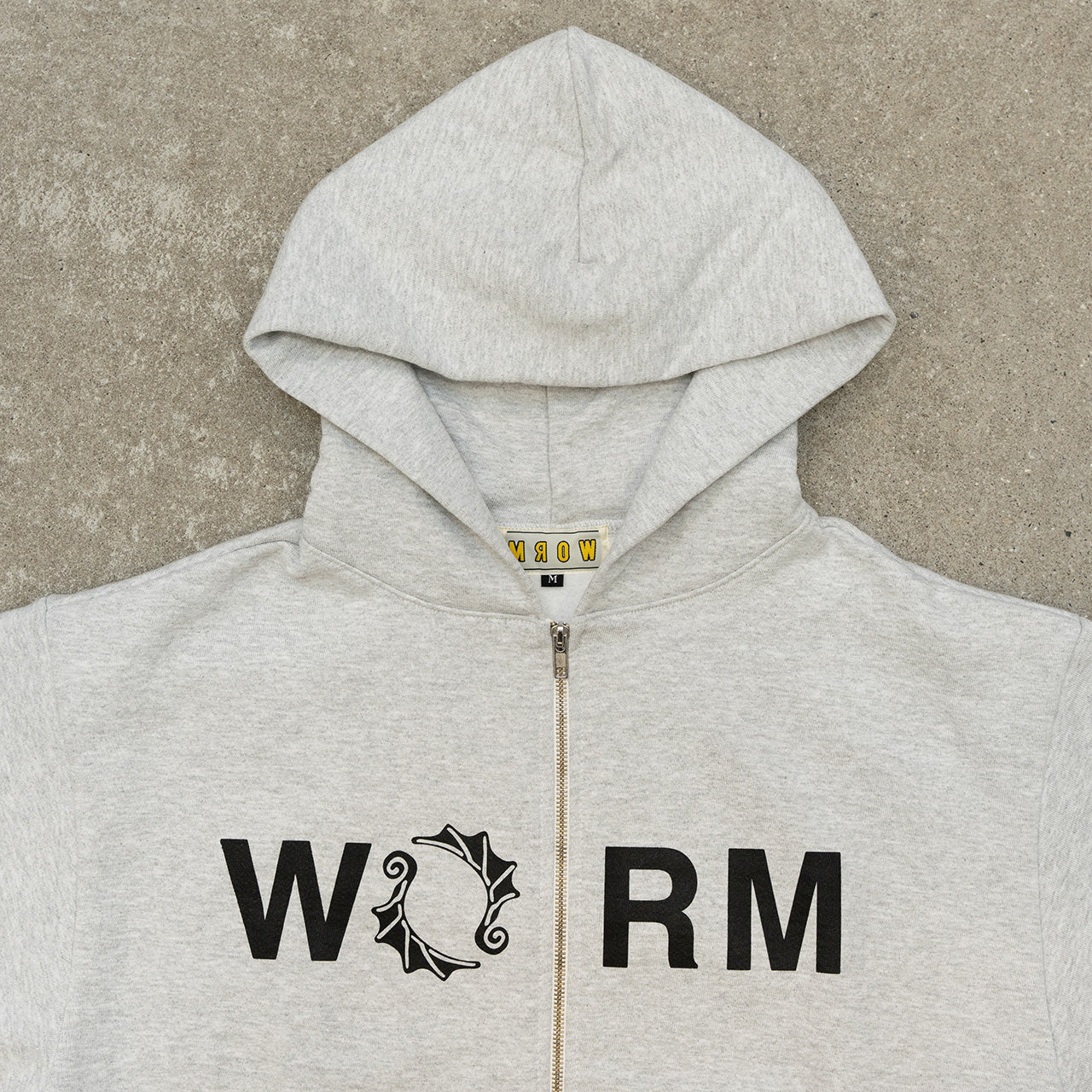 WORM LOGO Zip-Up Hoodie Ash M