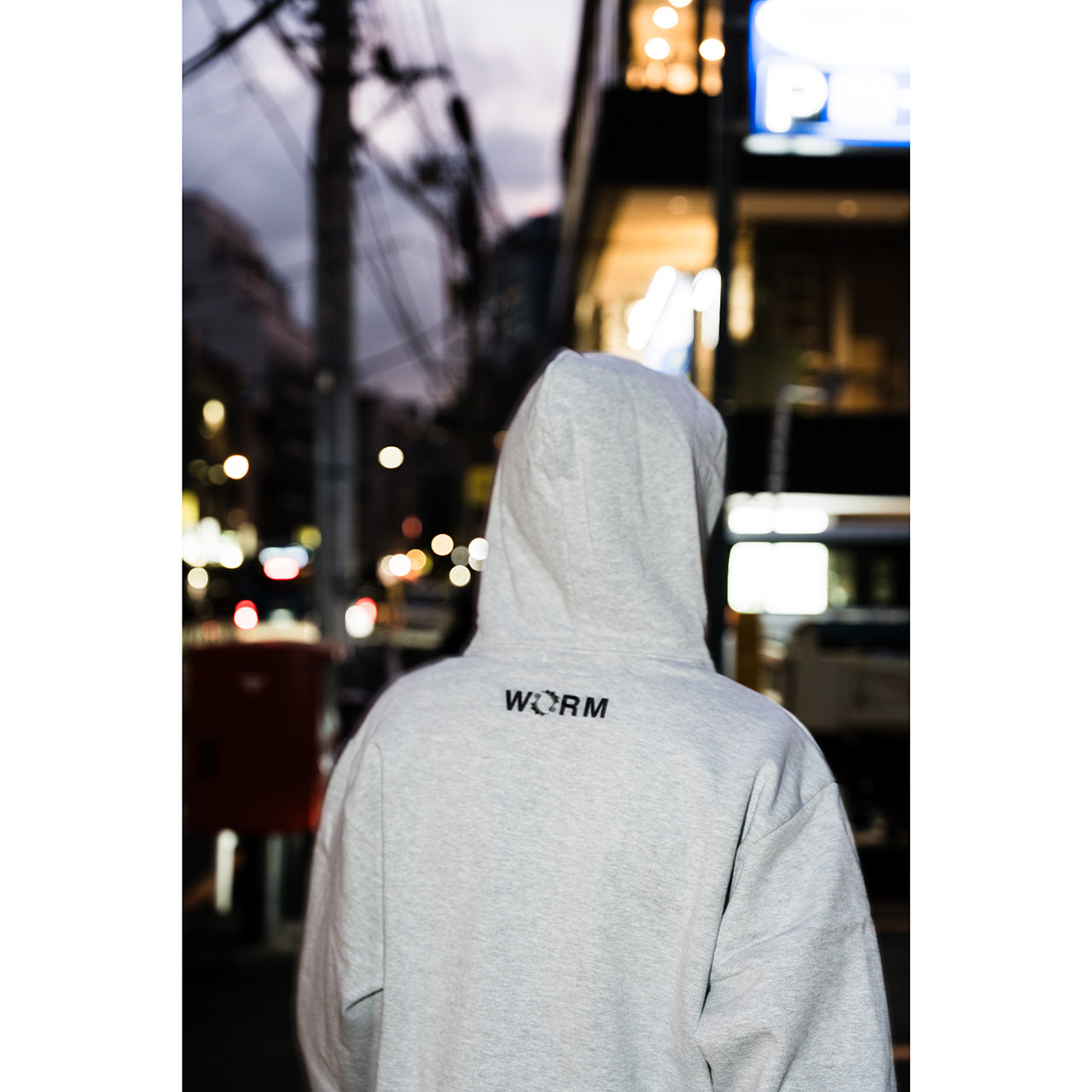 WORM LOGO Zip-Up Hoodie Ash M