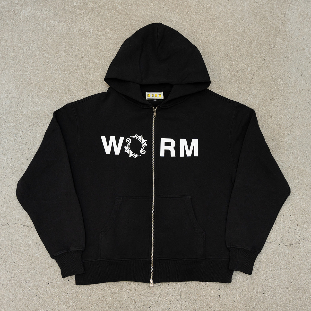 WORM LOGO Zip-Up Hoodie Black M