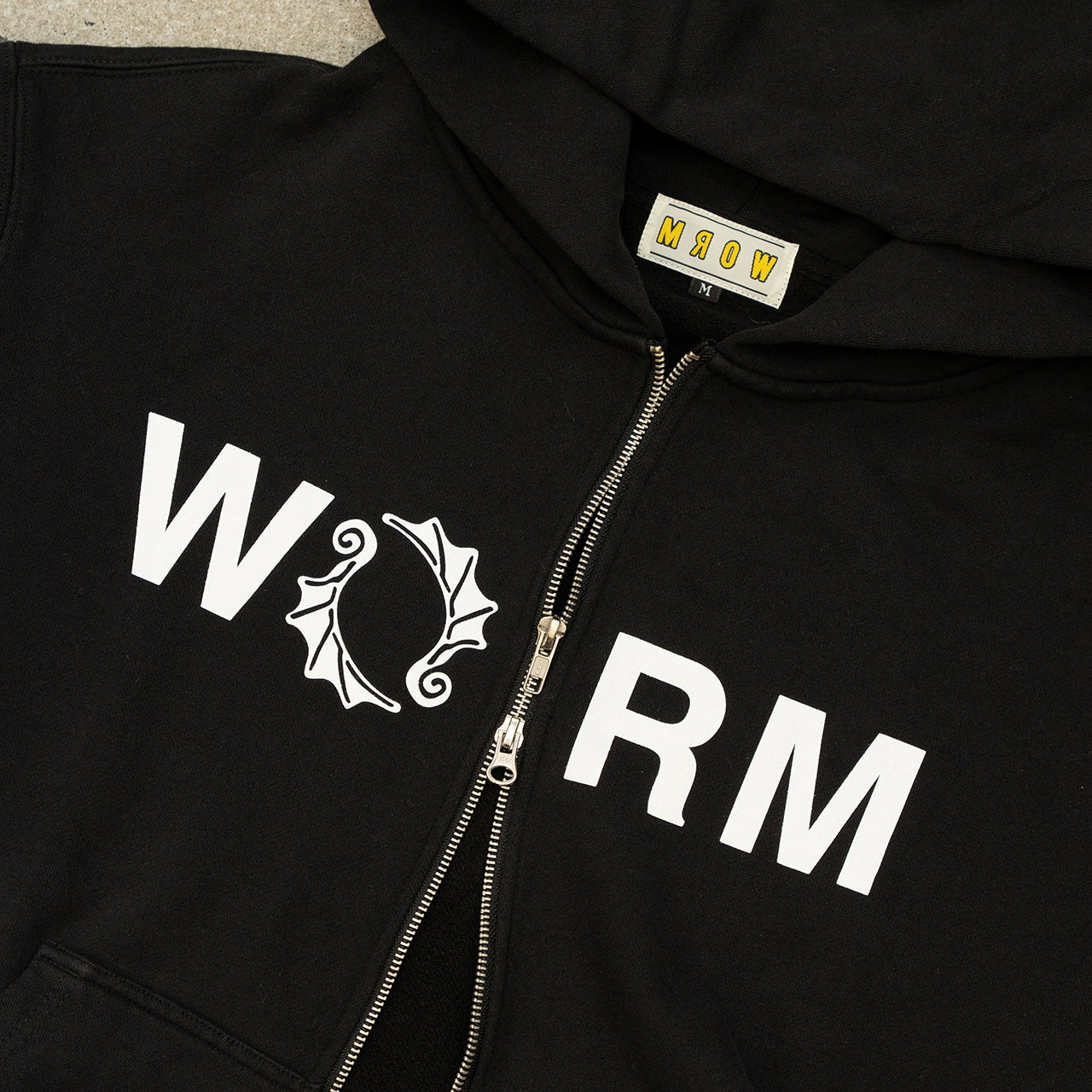 WORM LOGO Zip-Up Hoodie Black M