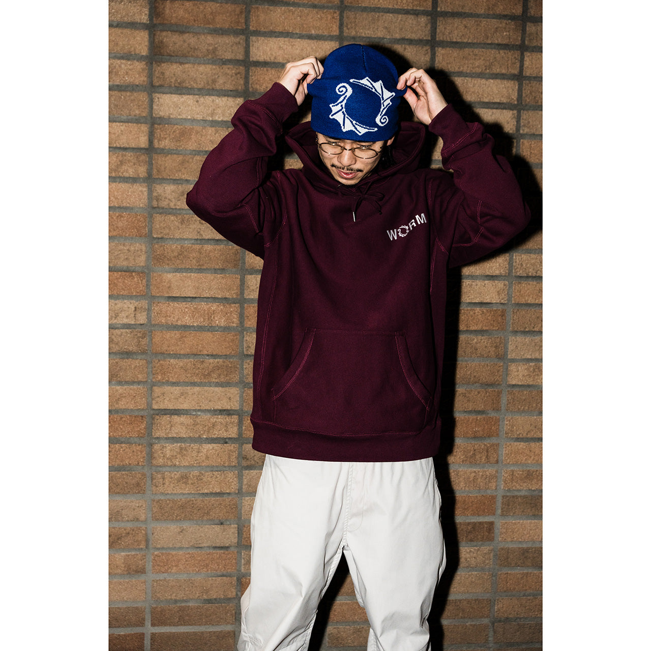 WORM Logo Hoodie Maroon L