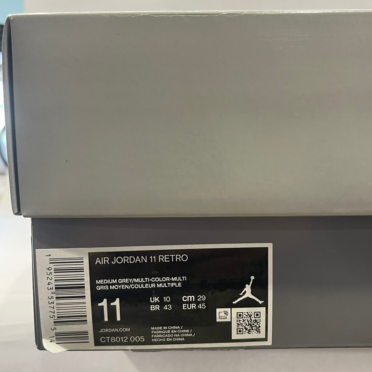 【US11】 AIR JORDAN 11 RETRO COOL GREY CT8012-005 【USED】