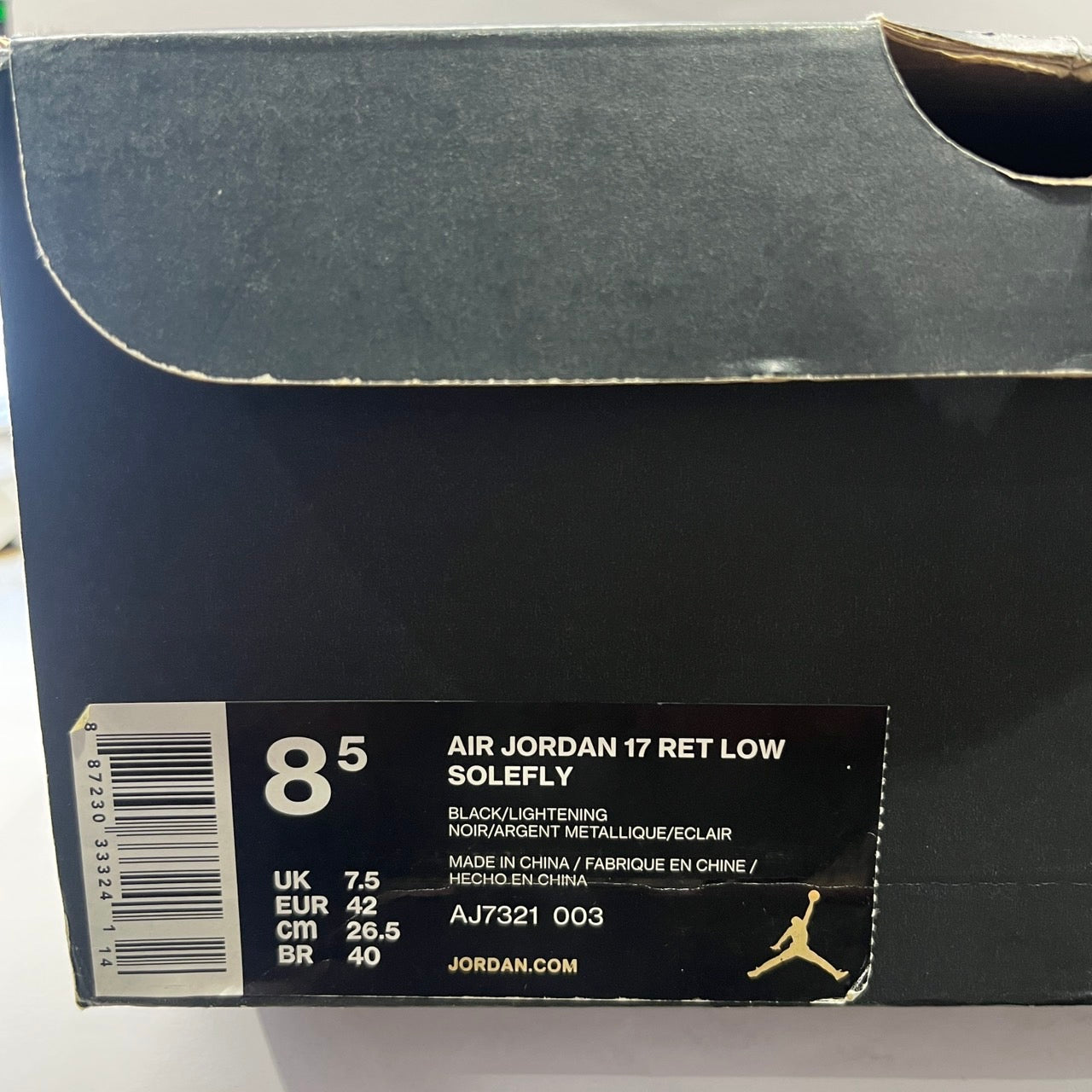 【US8.5】 AIR JORDAN 17 RET LOW SOLEFLY AJ7321-003 【USED】