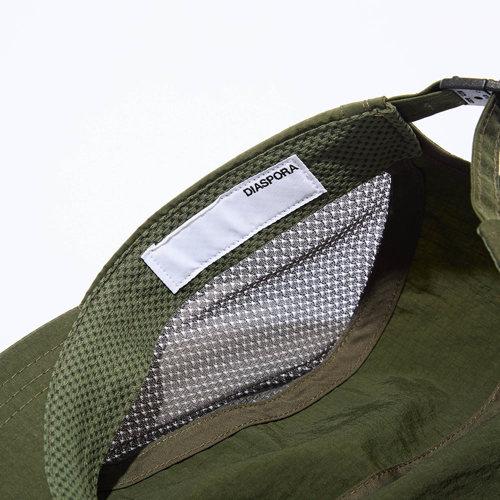 Diaspora skateboards Ripstop Side-Mesh Long Bill Cap Moss Green