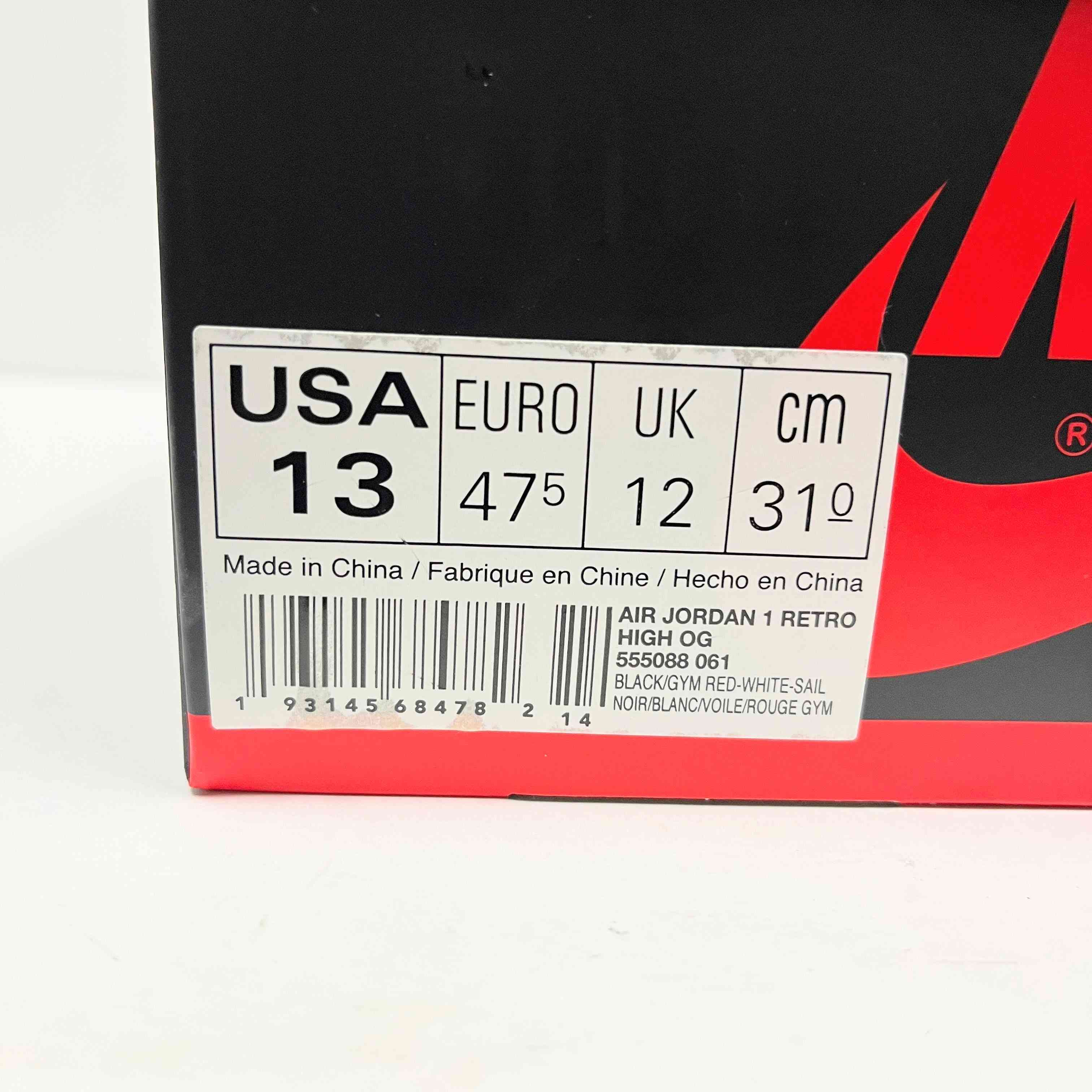 【US13】 AIR JORDAN 1 RETRO HIGH OG 555088-061 【USED】