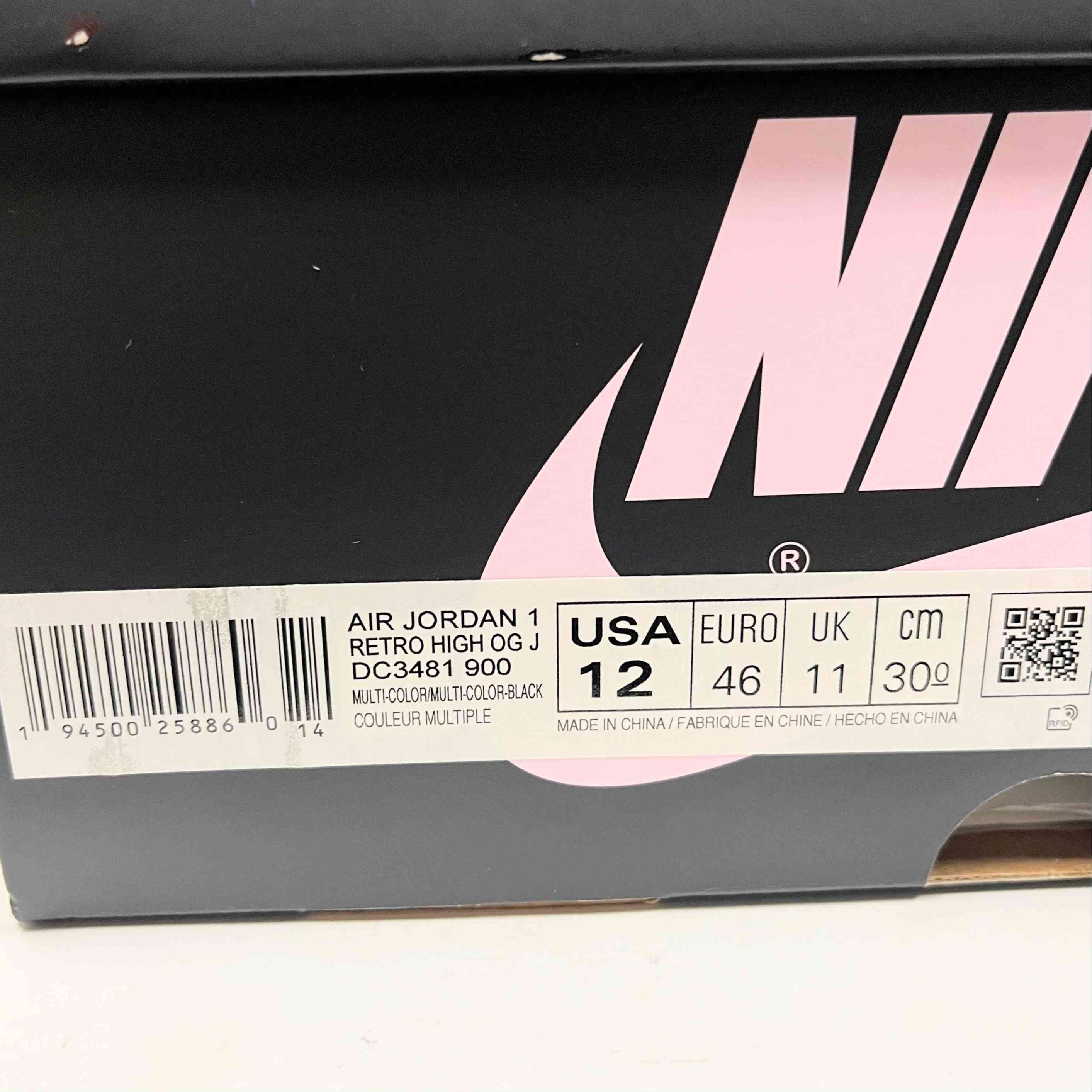 【US12】 AIR JORDAN 1 RETRO HIGH OG J J BALVIN DC3481-900 【USED】