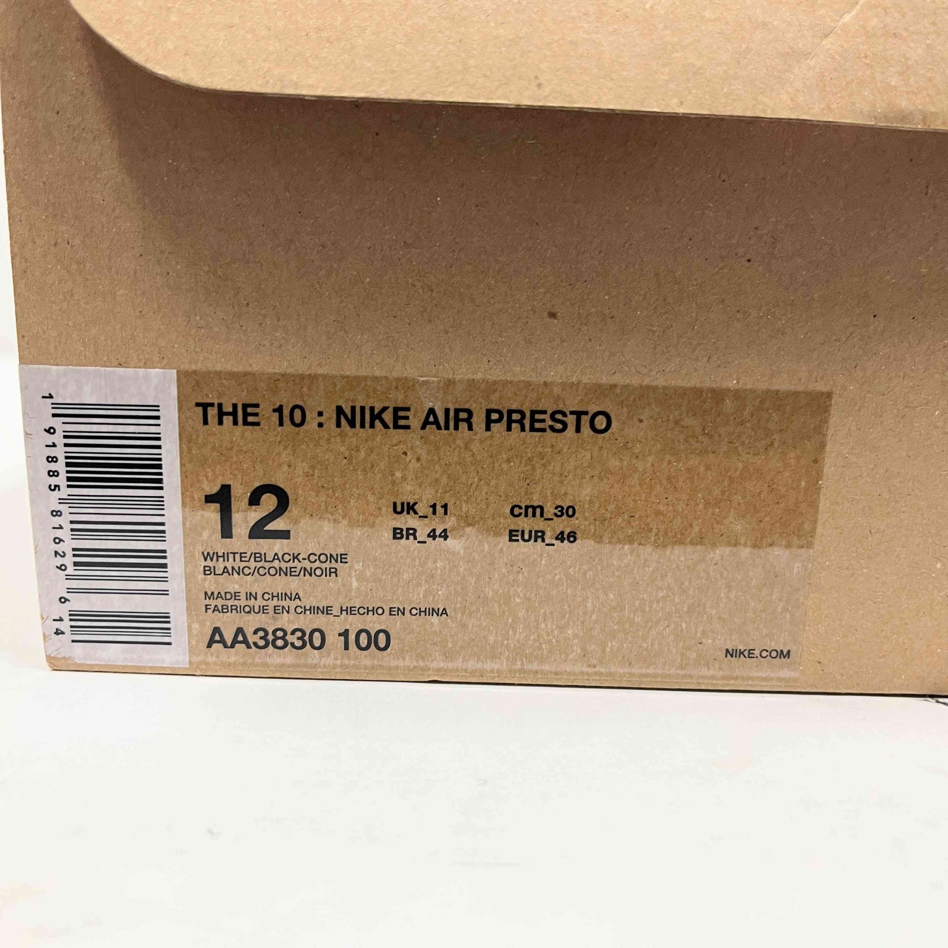 【US12】 NIKE THE10:NIKE AIR PRESTO AA3830-100 【USED】