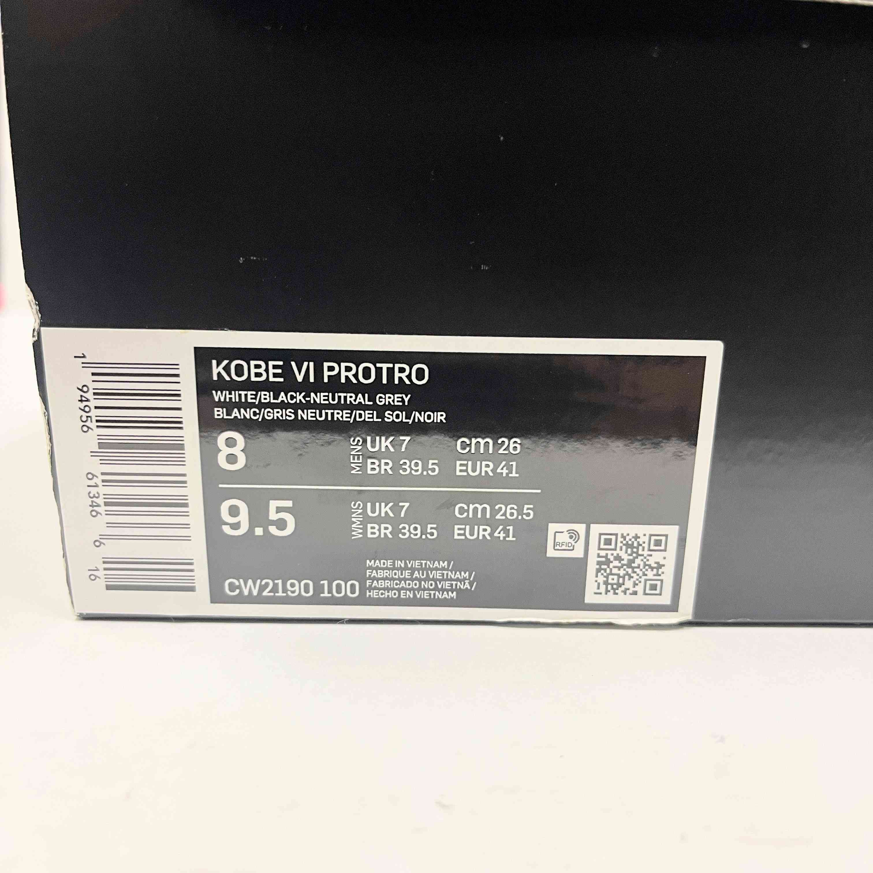 【US8】 NIKE KOBE 6 PROTRO CW2190-100 【USED】