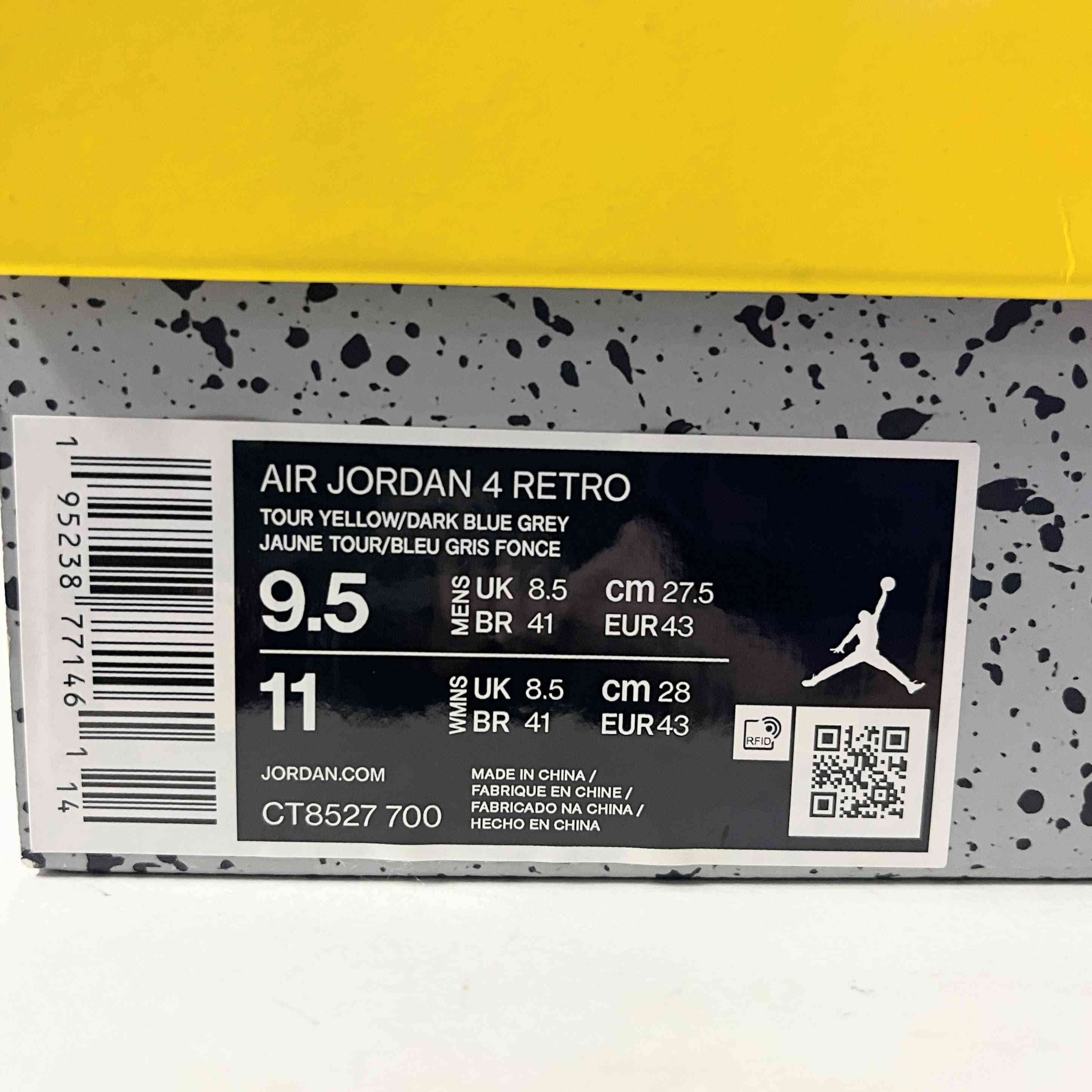 【US9.5】 AIR JORDAN 4 RETRO Tour Yellow CT8527-700 【USED】