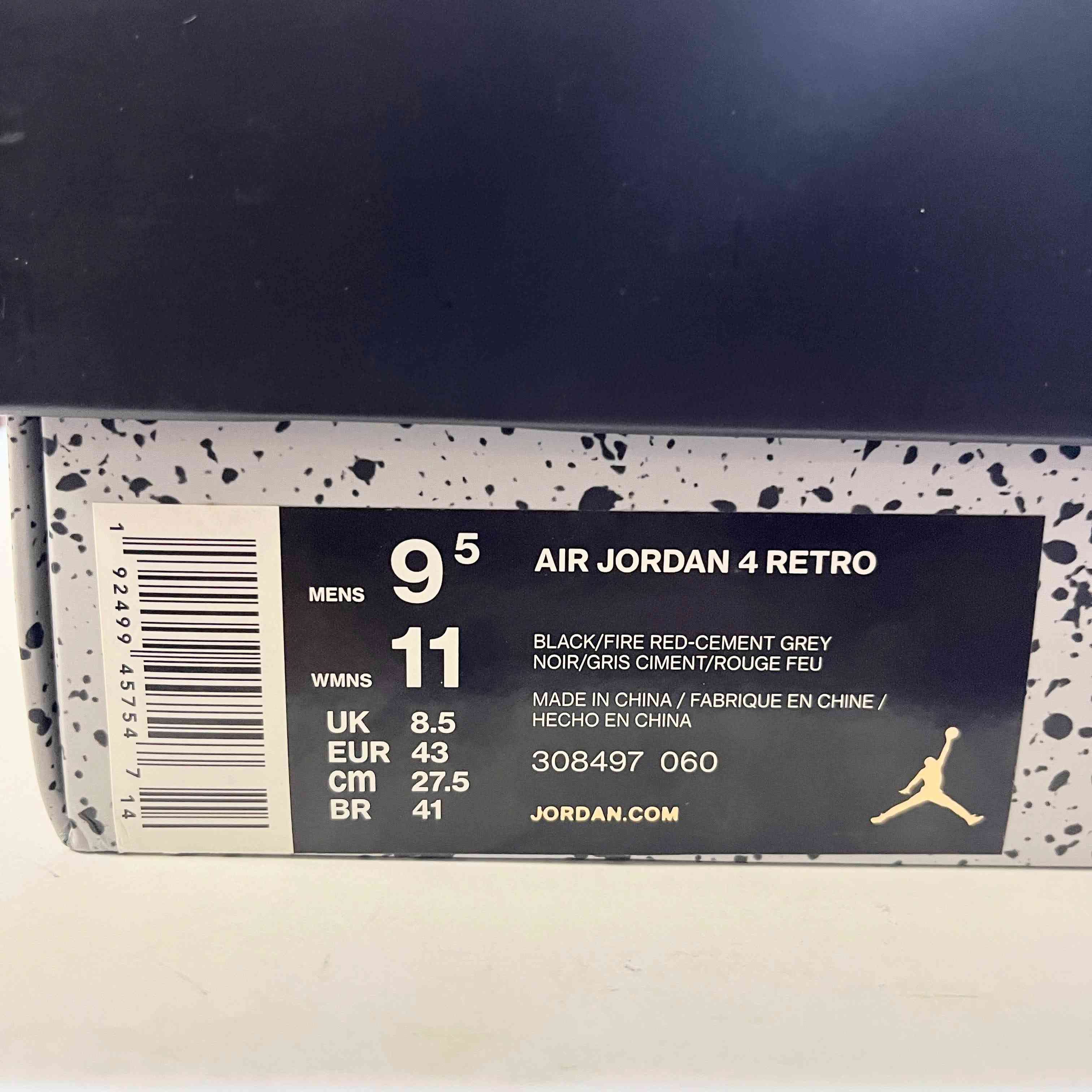【US9.5】 AIR JORDAN 4 RETRO BRED 308497-060 【USED】