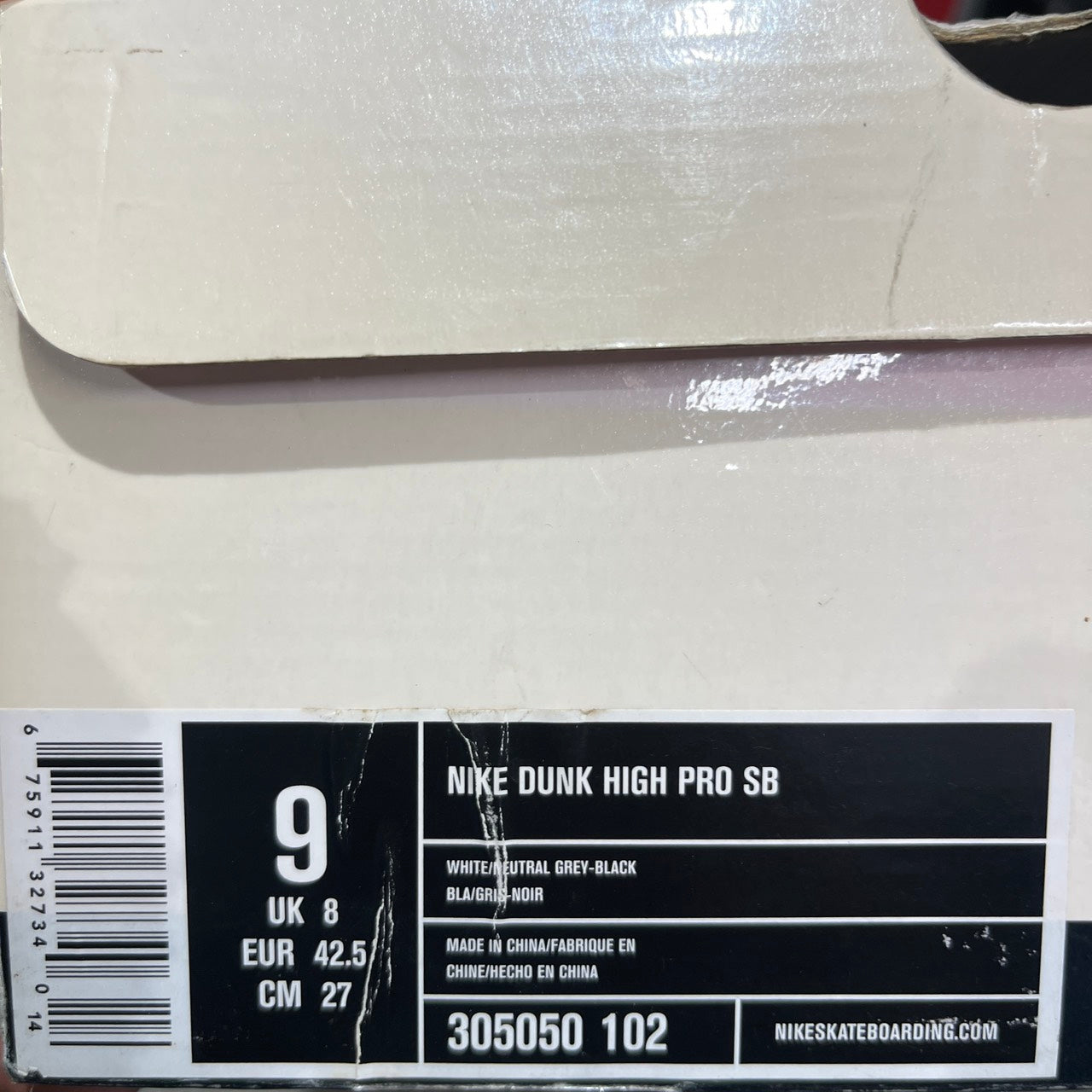 【US9】 NIKE SB DUNK HIGH PRO SB HUF 305050-102 【USED】