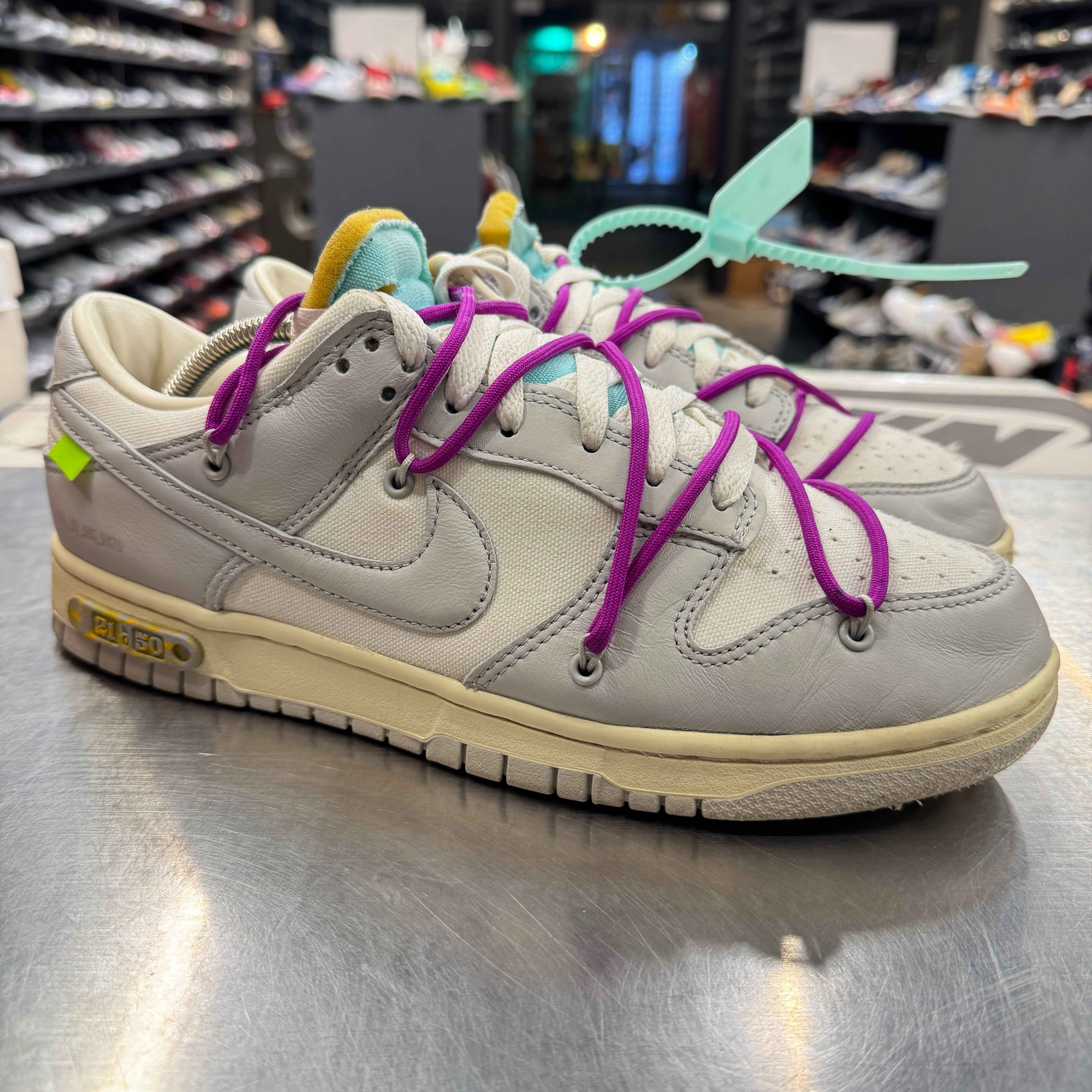 【US9】 NIKE DUNK LOW OFF-WHITE 1 OF 50 21 DM1602-100 【USED】