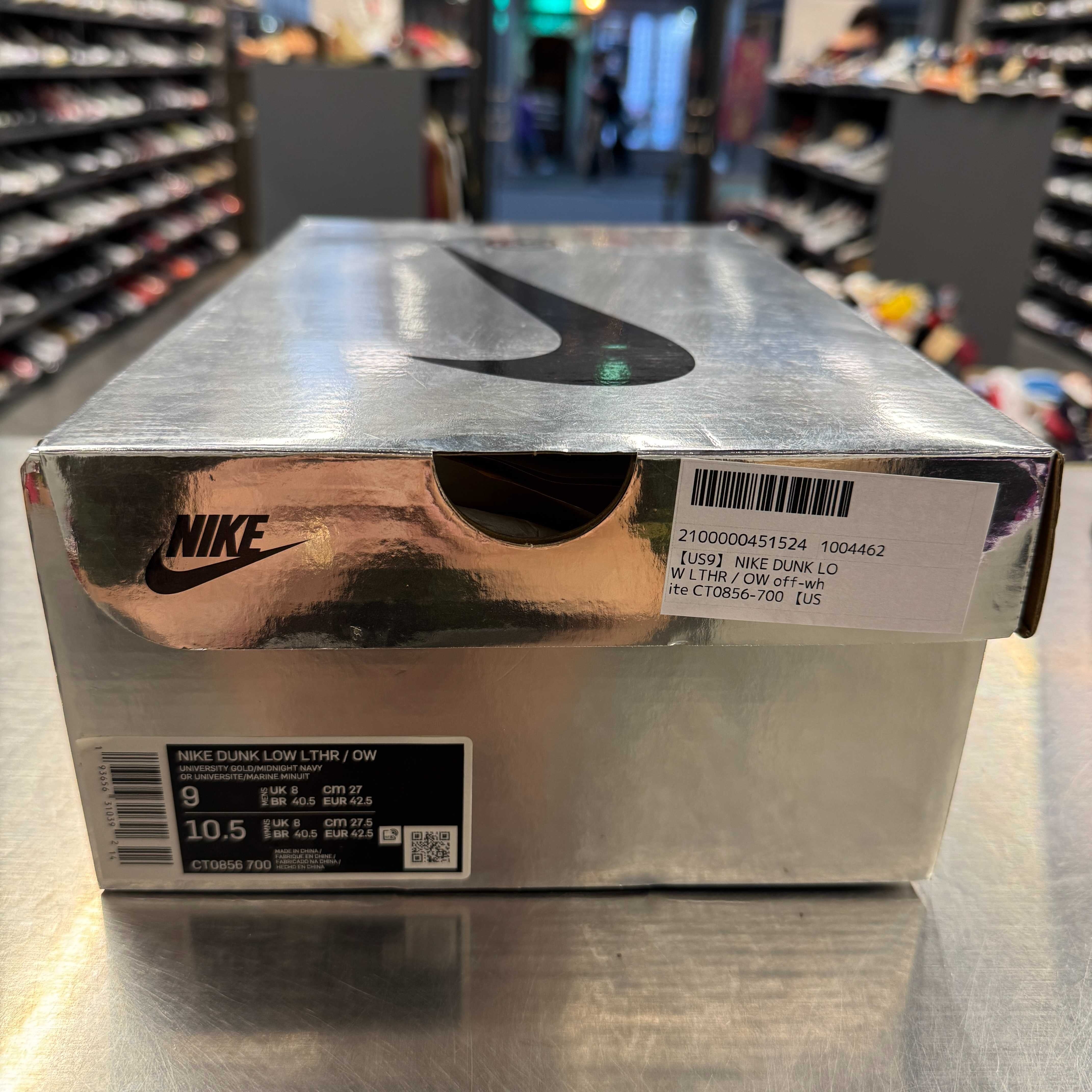 【US9】 NIKE DUNK LOW LTHR / OW off-white CT0856-700 【USED】