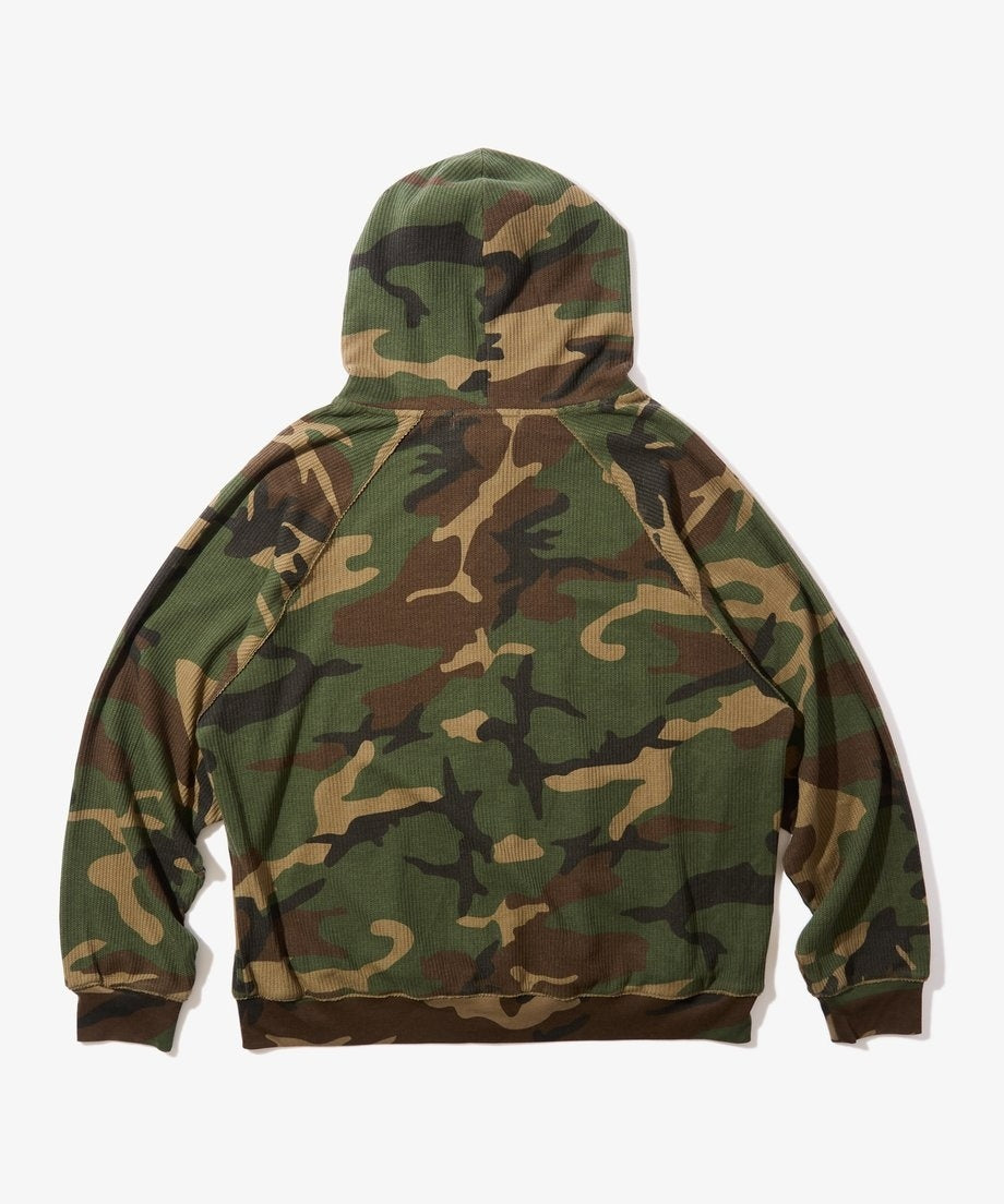 Diaspora skateboards Dry Waffle Full Zip Hoodie Woodland Camo L