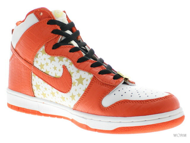 【US9.5】NIKE SB DUNK HIGH PRO SB SUPREME ORANGE STARS 307385-181 【DS】