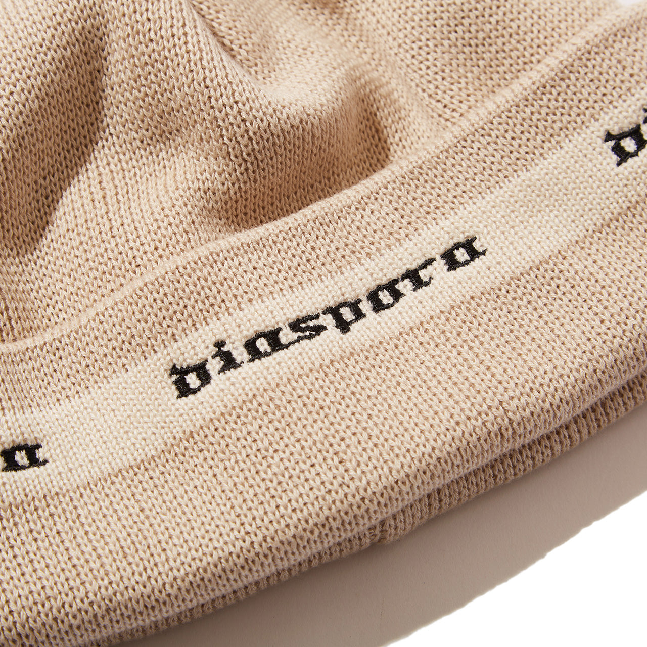 Diaspora skateboards Embroidered Lined Logo Beanie Ivory