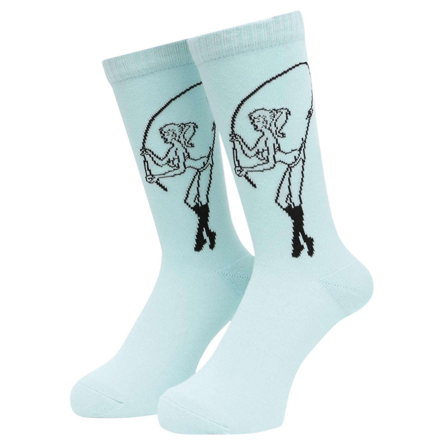 Whimsy FISHING GIRL SOCKS LIGHT BLUE