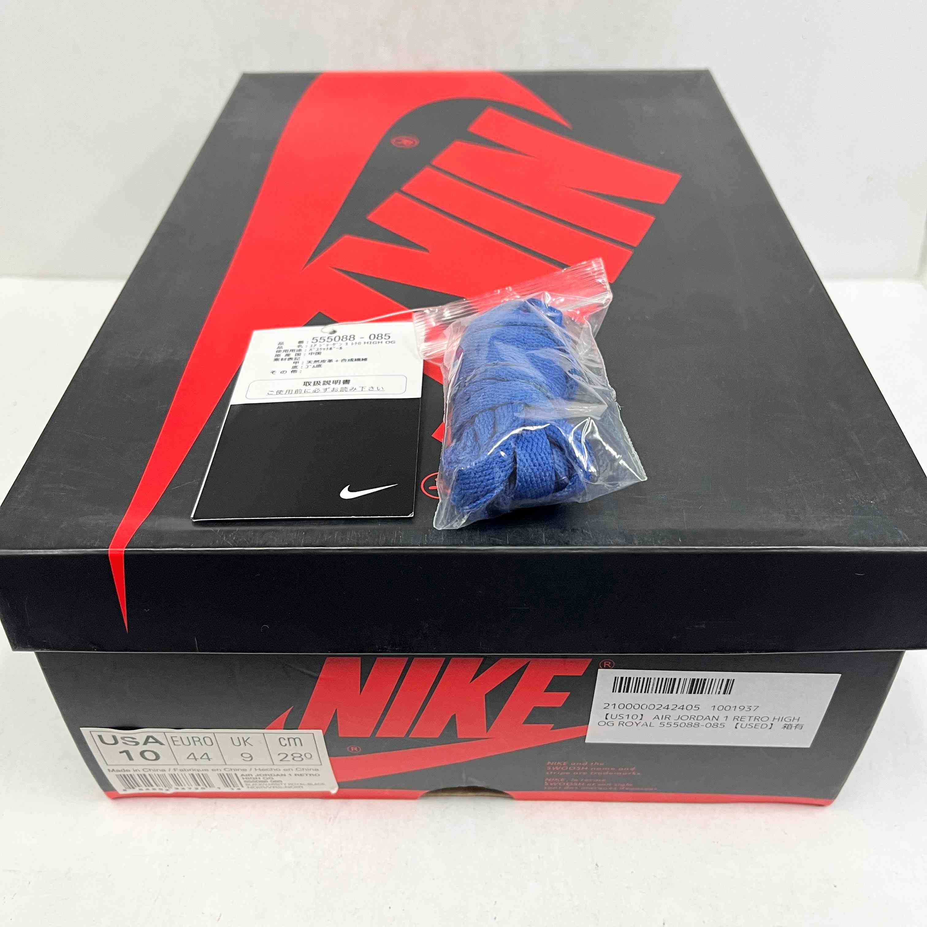 【US10】 AIR JORDAN 1 RETRO HIGH OG ROYAL 555088-085 【USED】