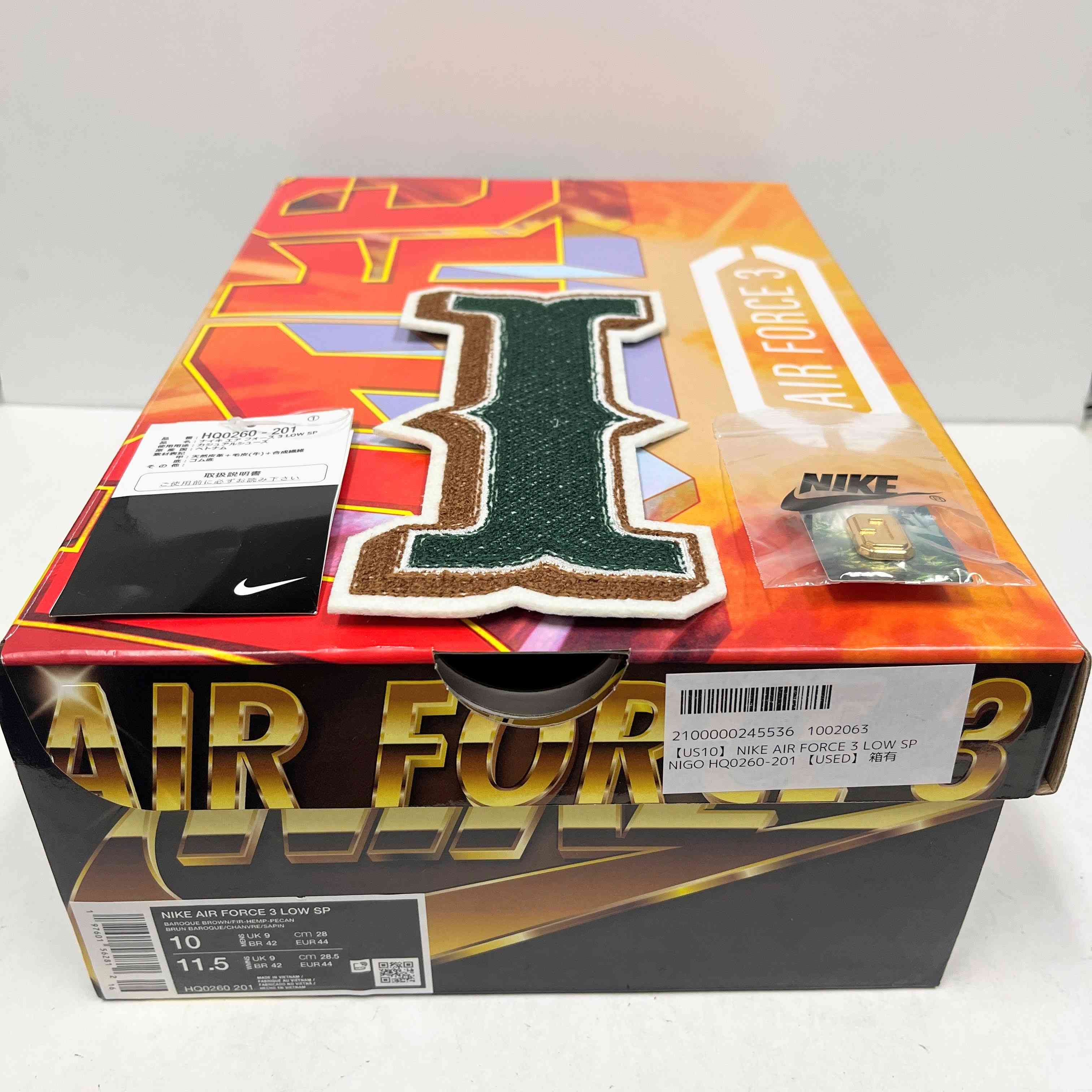 【US10】 NIKE AIR FORCE 3 LOW SP NIGO HQ0260-201 【USED】