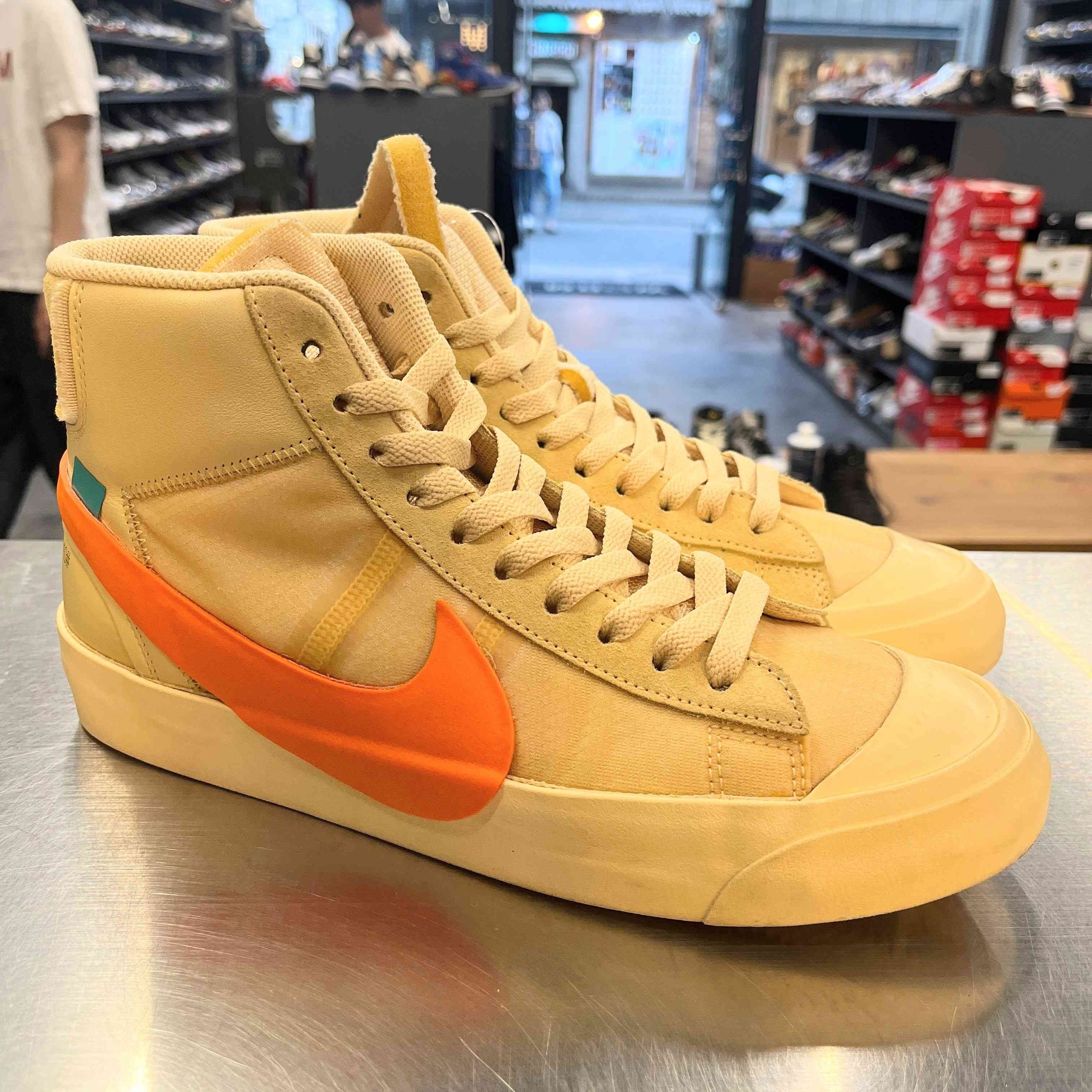 【US9】 NIKE THE 10 : NIKE BLAZER MID OFF WHITE AA3832-700 【USED】
