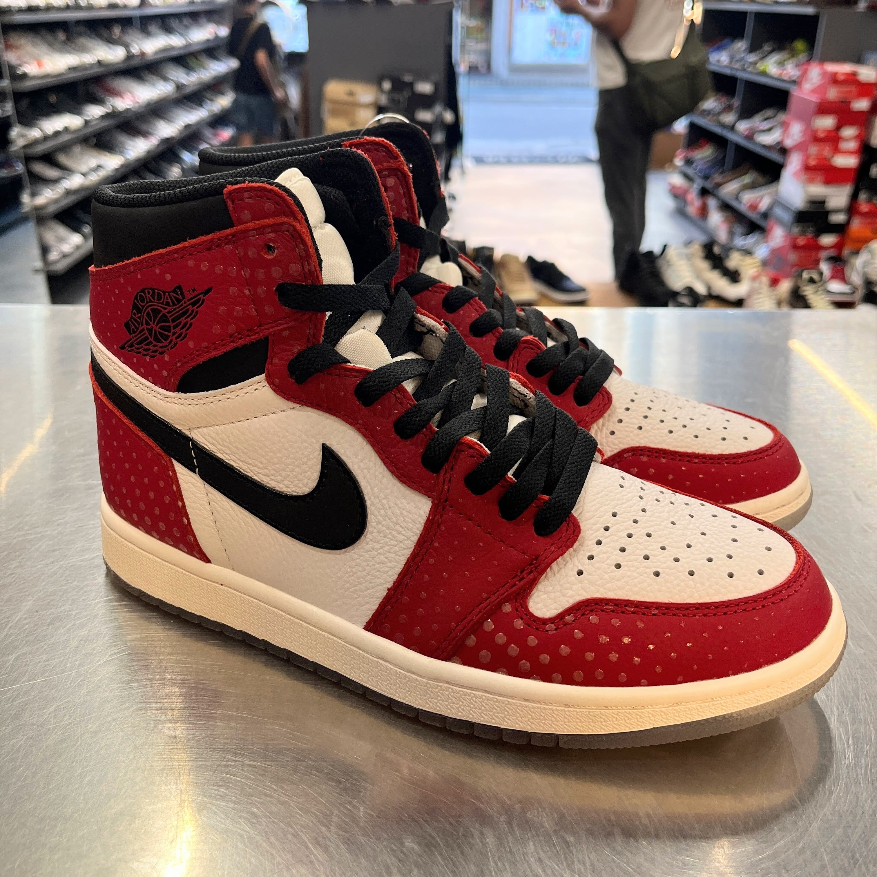 【US8】 AIR JORDAN 1RETRO HIGH OG Spider-Man Origin Story Special Box 555088-602 【USED】