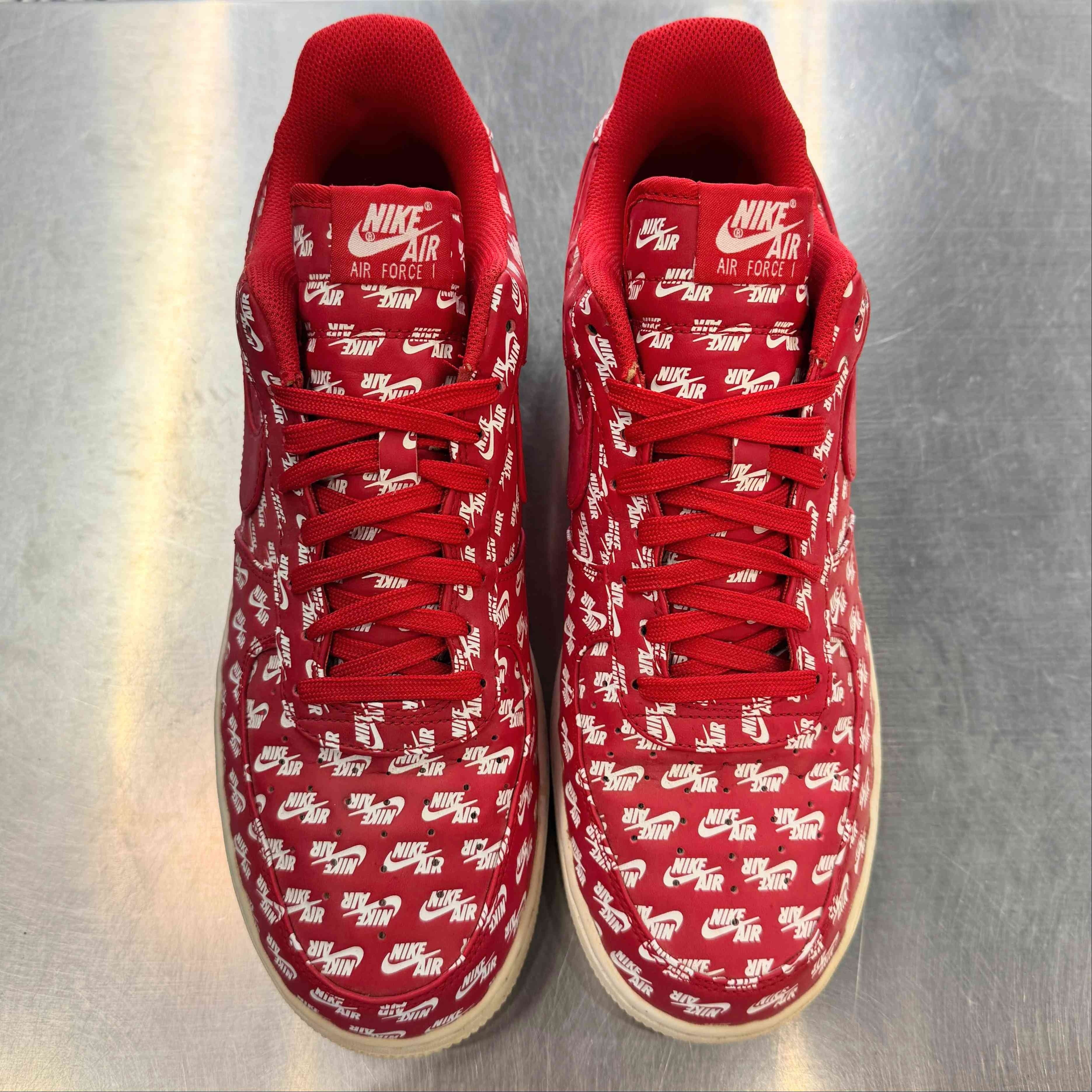 【US12】 NIKE AIR FORCE 1 LOW All Over Logo Red AH8462-600 【USED】