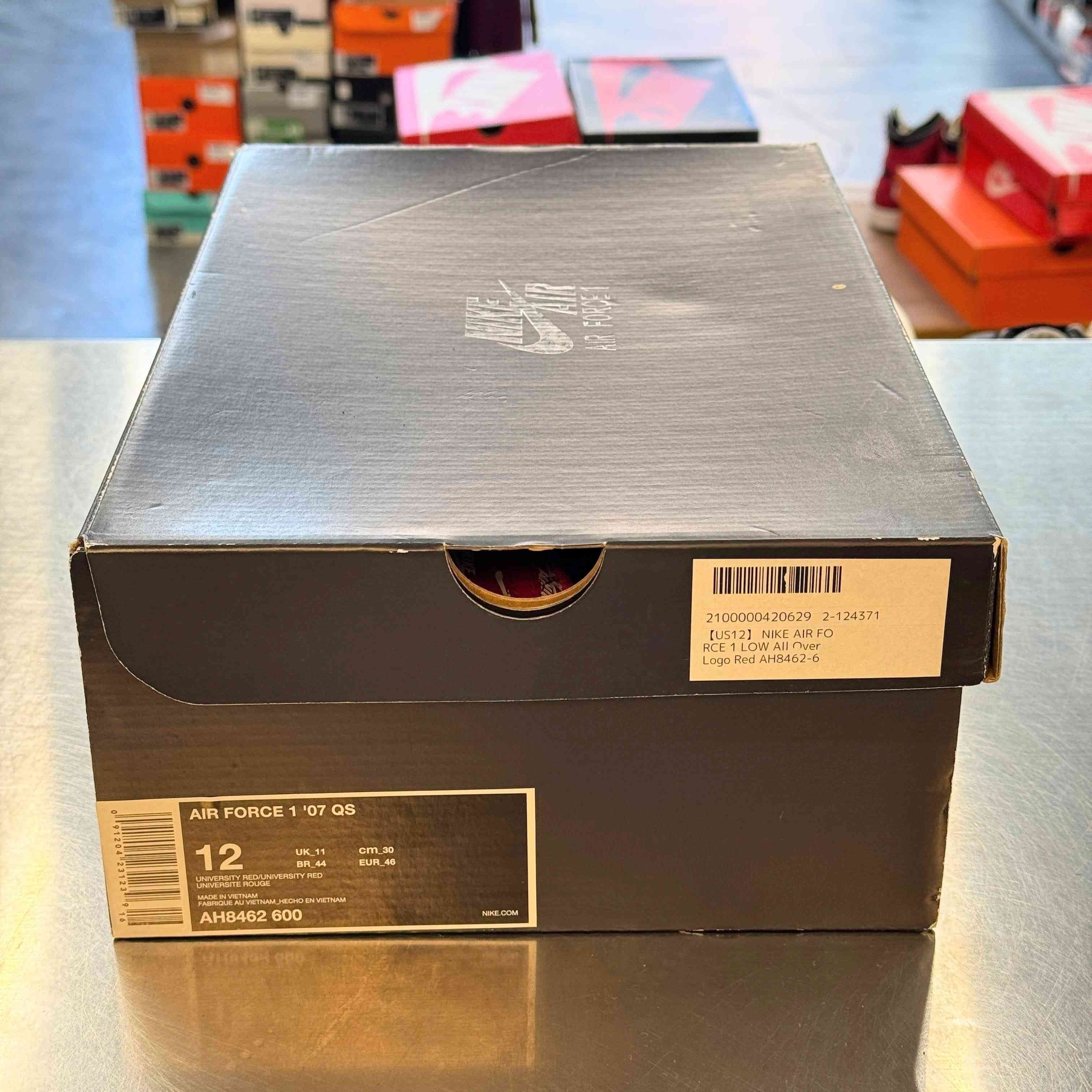 【US12】 NIKE AIR FORCE 1 LOW All Over Logo Red AH8462-600 【USED】
