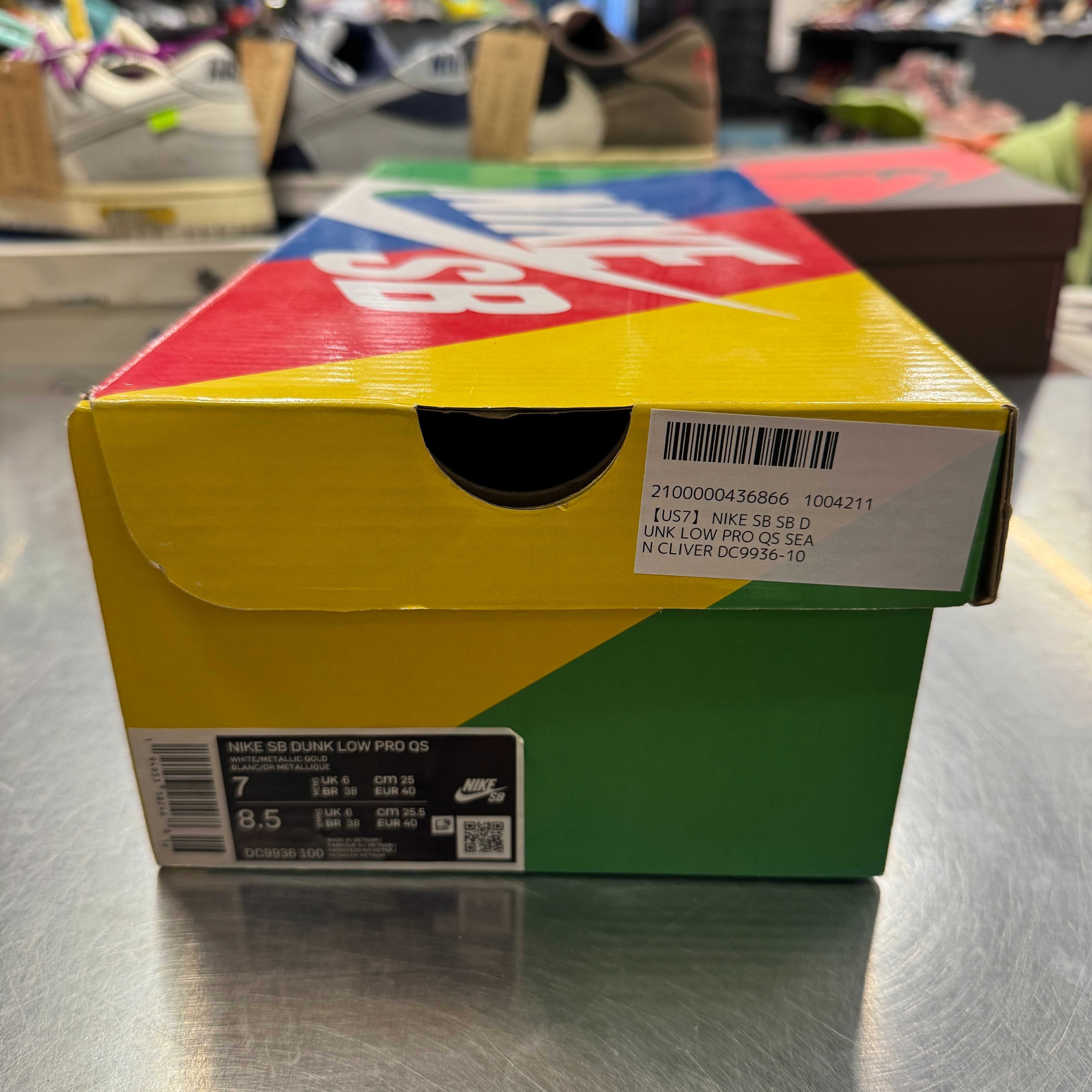 【US7】 NIKE SB SB DUNK LOW PRO QS SEAN CLIVER DC9936-100 【USED】