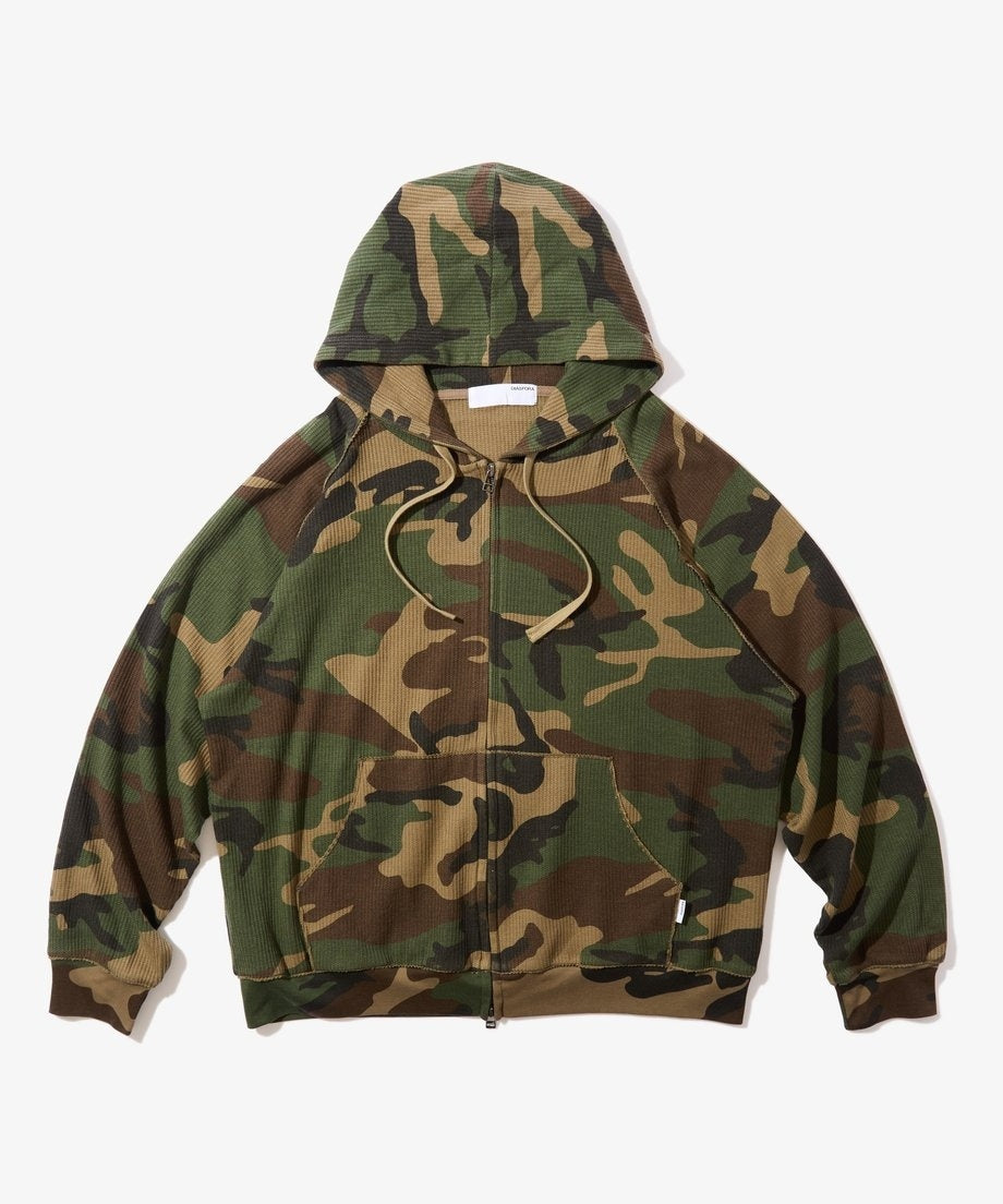 Diaspora skateboards Dry Waffle Full Zip Hoodie Woodland Camo M