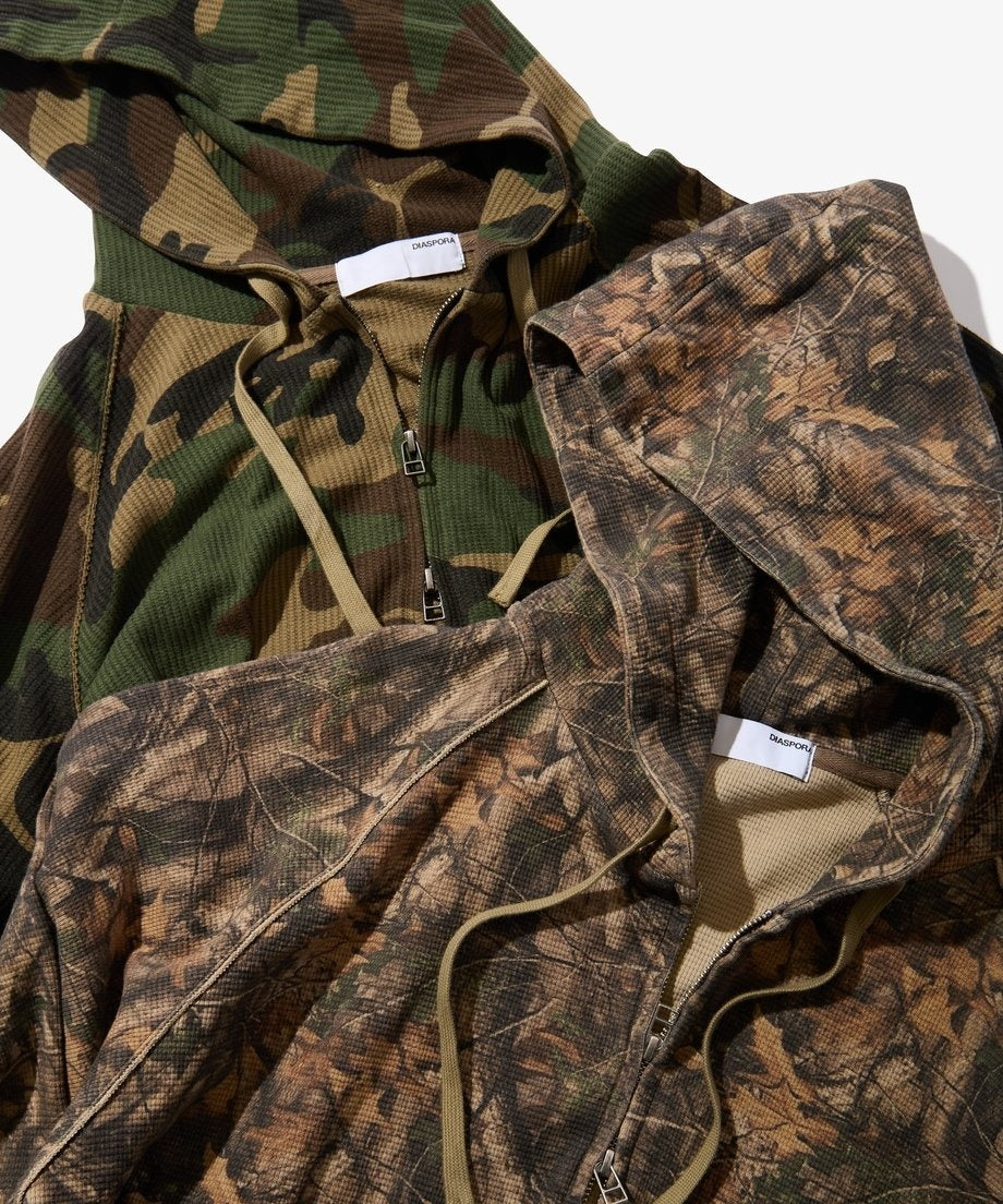 Diaspora skateboards Dry Waffle Full Zip Hoodie Woodland Camo M